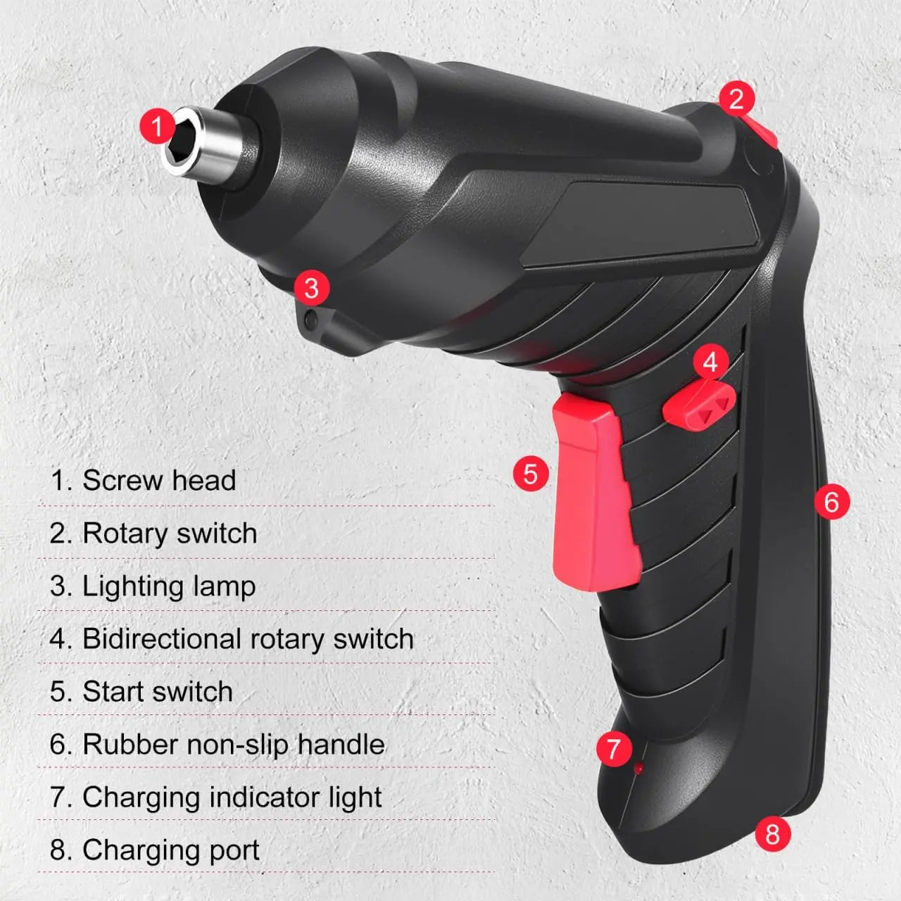 Cordless Rechargeable Screwdriver Set Compact Electric Drill with LED Light - Image 4