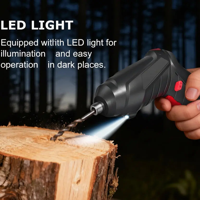 Cordless Rechargeable Screwdriver Set Compact Electric Drill with LED Light - Image 5