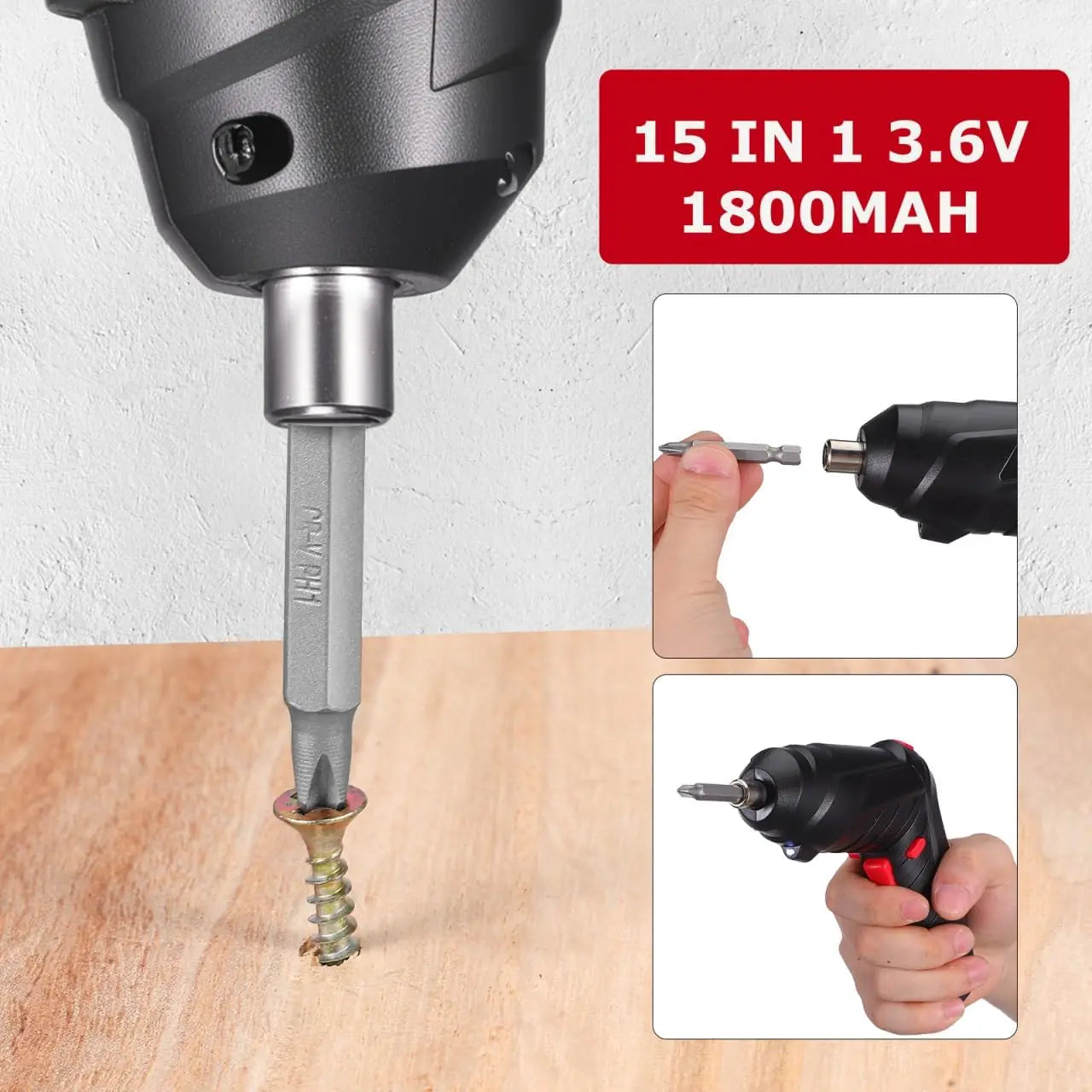 Cordless Rechargeable Screwdriver Set Compact Electric Drill with LED Light - Image 6